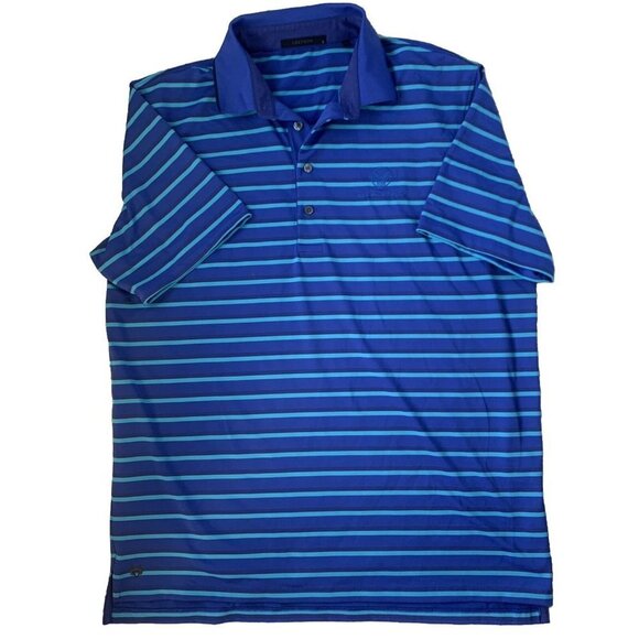 Greyson Golf Polo‎ Shirt Size Large The Vintage Club Stripes Blue Wolf Logo Peru - Picture 2 of 6